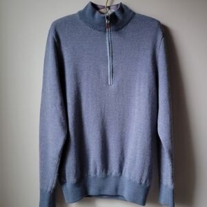 Turtleson Size M/L Men's Classic Zip-Up Sweater in Blue 100% Wool